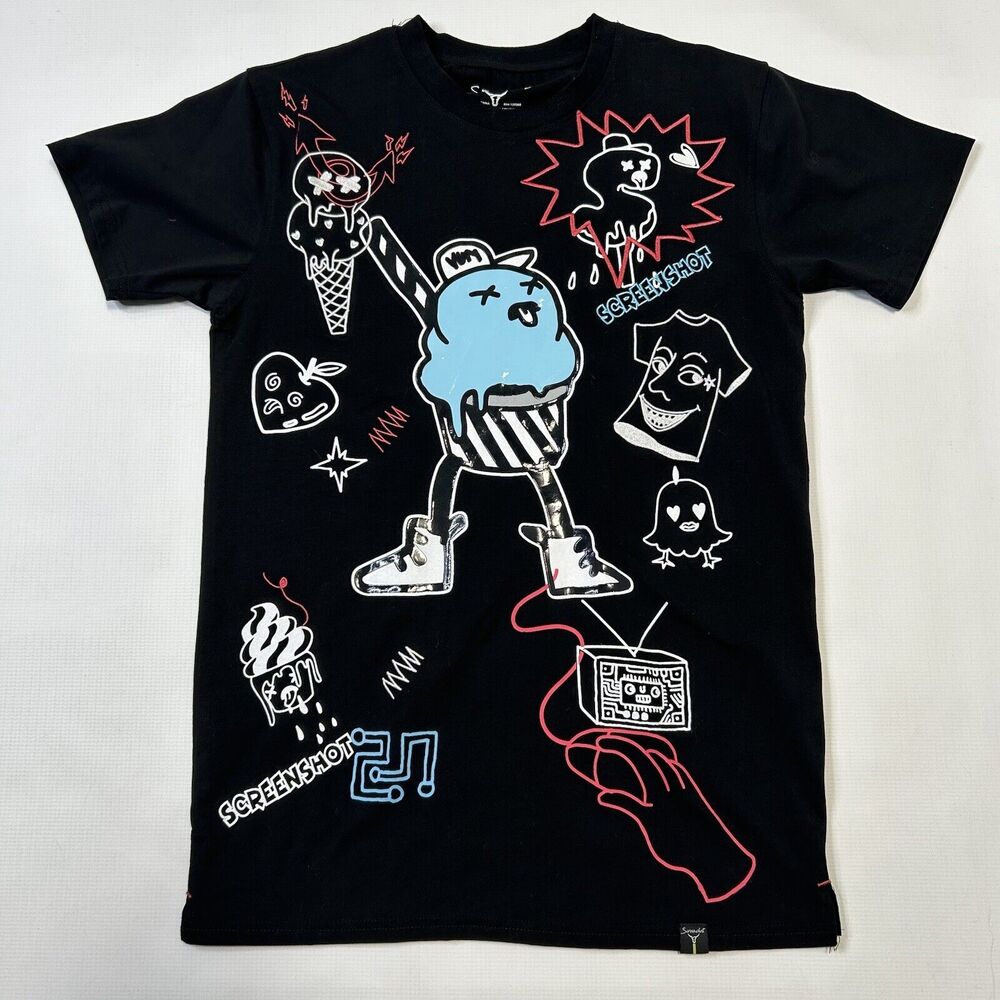 Screenshot Brand Black T Shirt Small Ice Cream Baseball Graphics Streetwear Hip